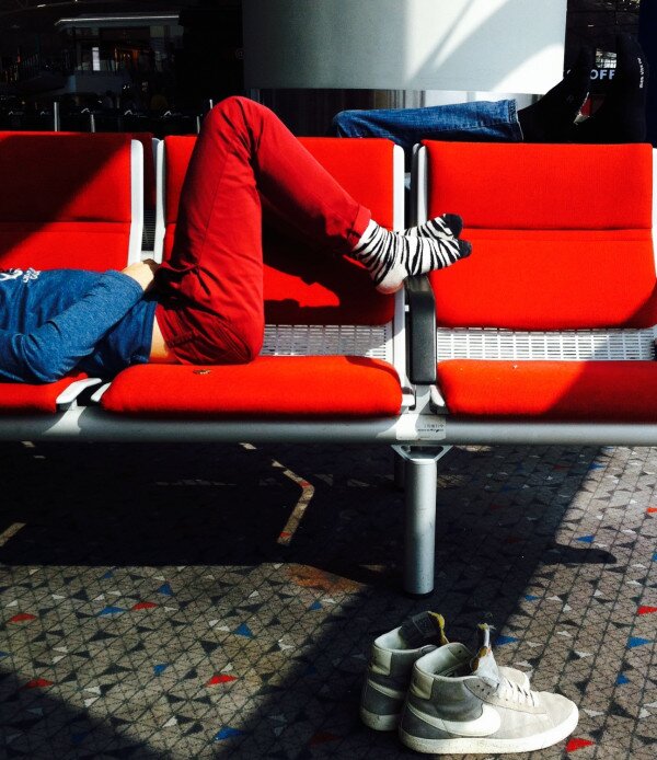 The Wait. People sleeping in an airport